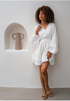 Letné mušelínové šaty MOSQUITO v bielej farbe