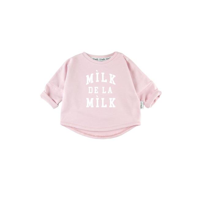 Ružová mikina I LOVE MILK s nápisom milk de la milk