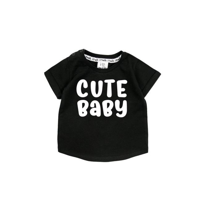 E-shop Bavlnené tričko cute baby I LOVE MILK, ILM204 cute baby__3464 98/104 (24-36M) Sivá