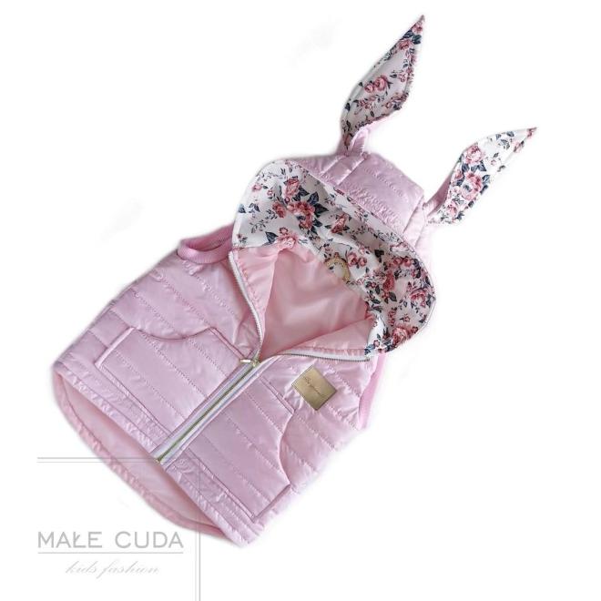 E-shop Prešívaná vesta ružovej farby s potlačou ruží, MC32 140