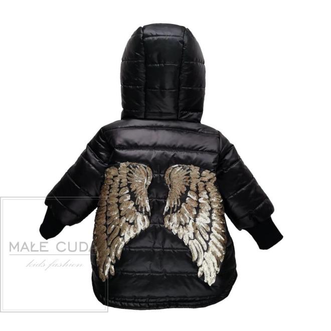E-shop Čierna dievčenská bundička so zlatými krídlami, MC49 56