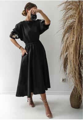 Bavlnené čierne šaty MOSQUITO s výšivkou
