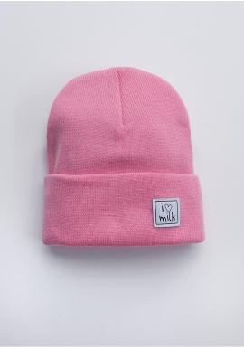 Dievčenská čiapka I LOVE MILK v ružovej farbe