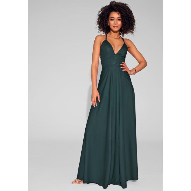 E-shop Maxi zelené šaty MOSQUITO s výstrihom, MO710 Selena__7513 SKLM L