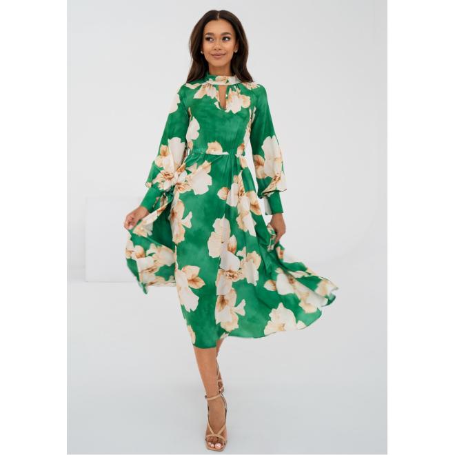 E-shop Kvetinové zelené midi šaty MOSQUITO, MO738 Florence__7616 SKLXS XS