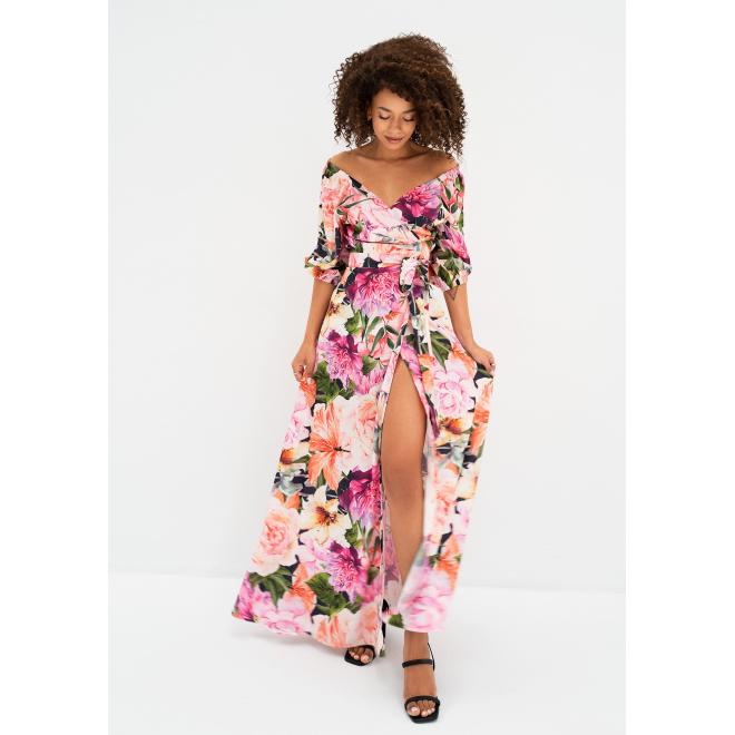 E-shop Maxi šaty MOSQUITO s ružovými kvetmi, MO812 Serina__7761 SKLS S