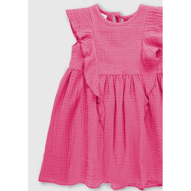 E-shop Ružové mušelínové šaty I LOVE MILK, ILM548 sukienka__4993 122/128 (6-8Y)