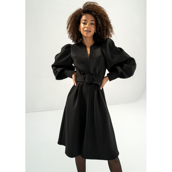 E-shop Dámske midi šaty s opaskom MOSQUITO v čiernej farbe, MO1010 Larisa__5005709 S