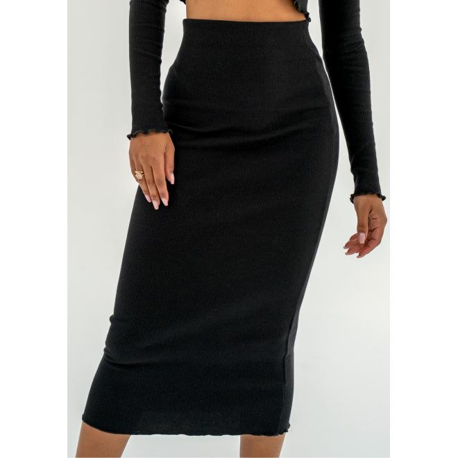 E-shop Čierna rebrovaná midi sukňa MOSQUITO, ILM413 Lotus__6772 XS